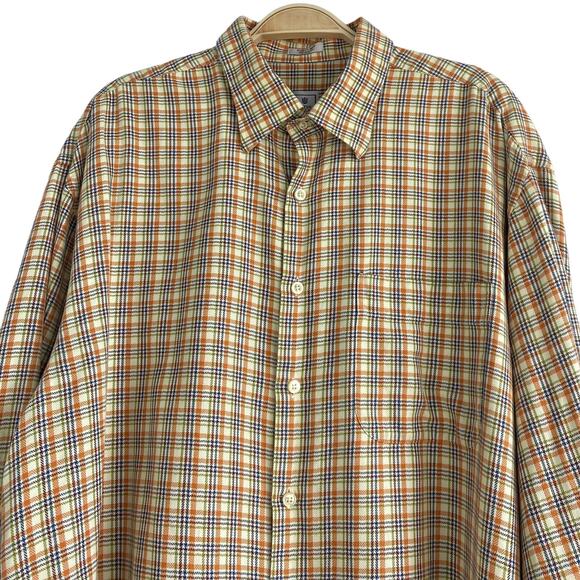 Peter Millar Plaid Shirt Men XL Harvest Orange Cotton Button Up Long Sleeve FALL - Picture 3 of 9